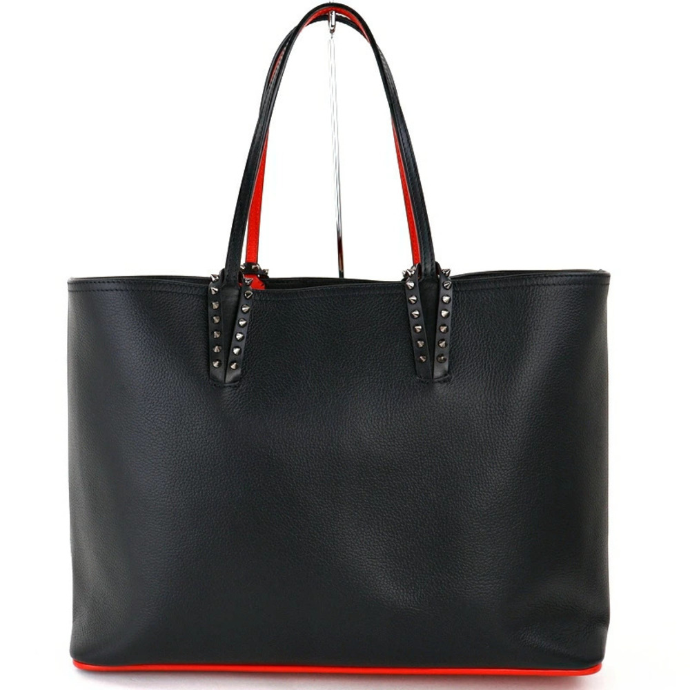 Christian Louboutin Cabata Tote Bag Clutch Black Spike Embellished Leather